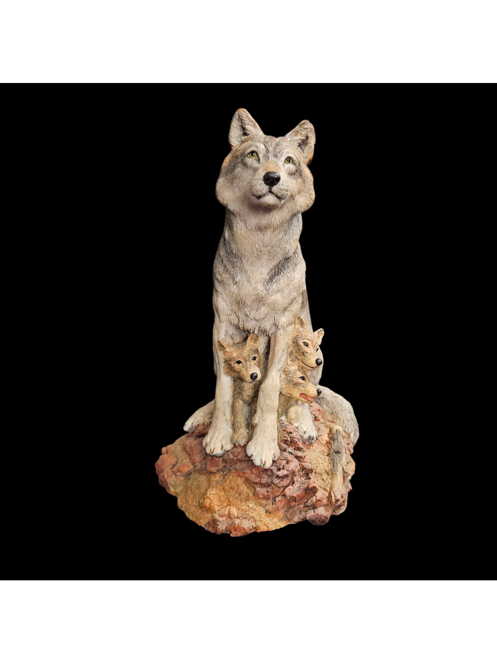 Hamilton Collection Timid Trio Wolves of the Wilderness Wolf Figurine